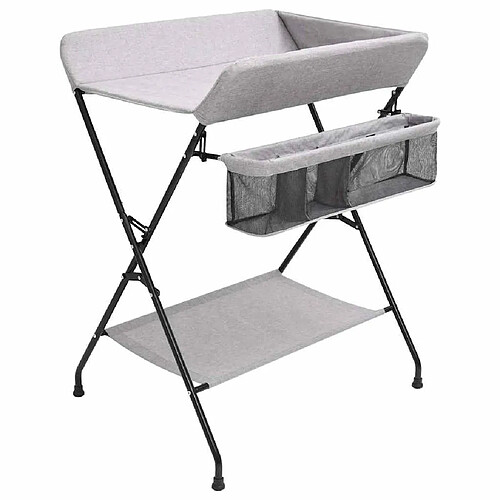 vidaXL Table à langer Gris clair