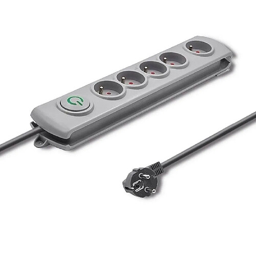 Multiprise parasurtenseur 5 prises - Gris
