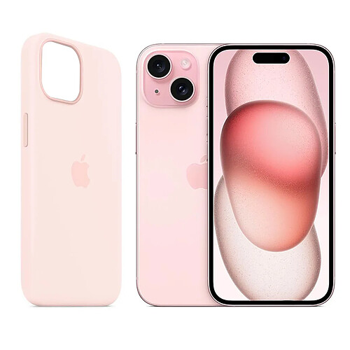 Visiodirect Coque iPhone 15 Silicone - Rose