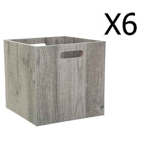 Pegane Boîtes de rangement MDF x6 - Gris