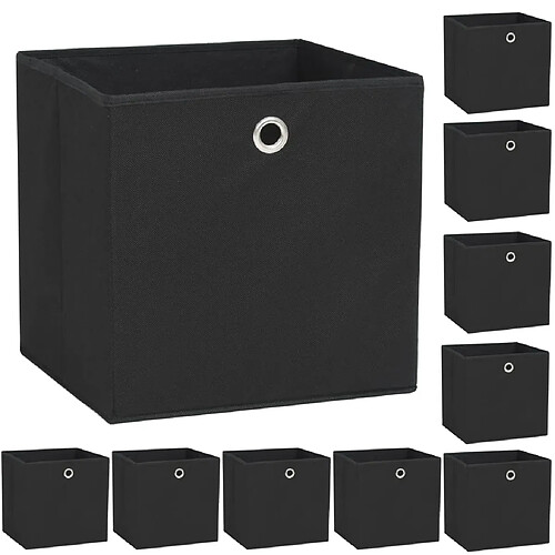VidaXL Lot de boîtes de rangement - Noir Tissu
