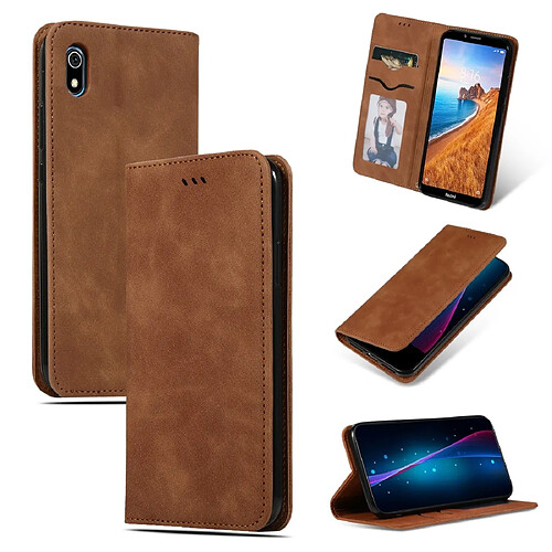 Wewoo Housse Coque cuir Xiaomi Redmi 7A Marron