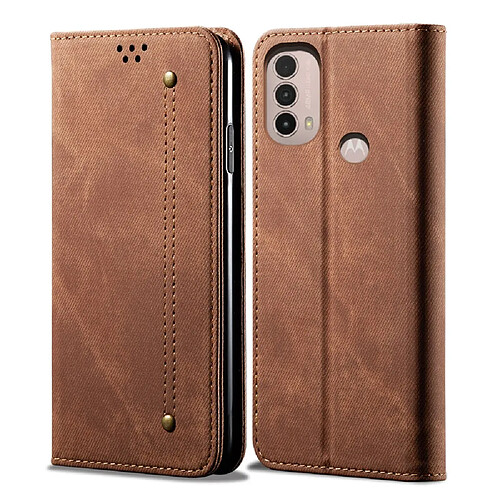 Étui en PU Jean Café - Motorola Moto E20