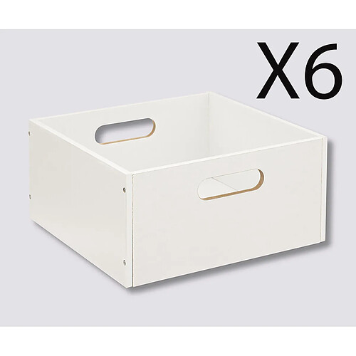 Pegane Lot de 6 paniers de rangement - Blanc