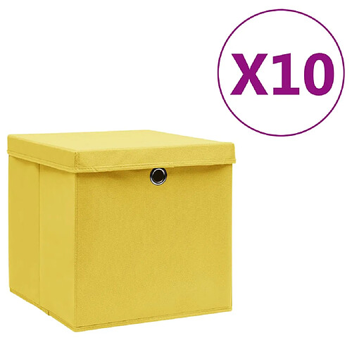 VidaXL Boîtes de rangement jaune 10 pcs