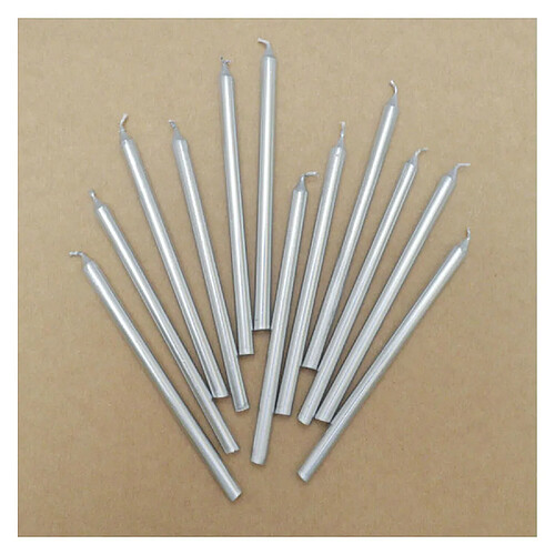 ScrapCooking 12 Bougies Longues Argentées 12cm