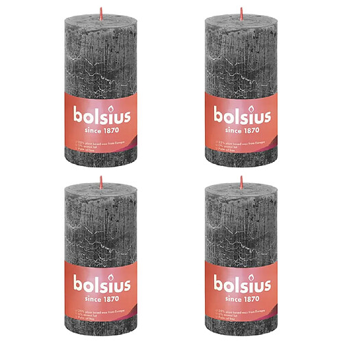 Bolsius Bougies pilier Shine 4 pcs Gris orageux
