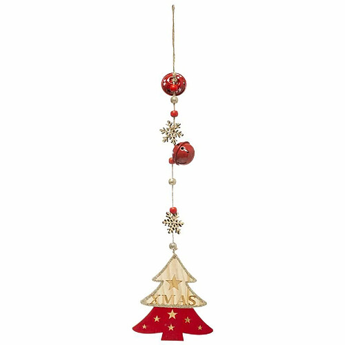 Sujet de Noël Sapin Soir 42cm - Naturel & Rouge