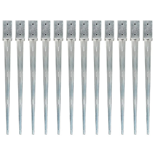 VidaXL Piquets au sol - 12 pcs Argenté 7x7x90 cm