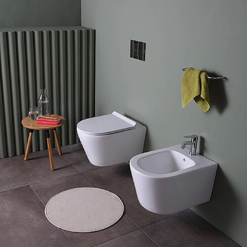 Kiamami Valentina Blues WC et Bidet Suspendus - Céramique