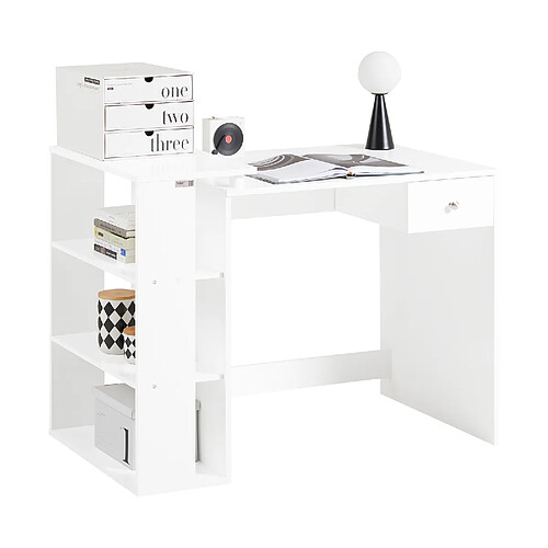 SoBuy FWT35-W Bureau avec étagères