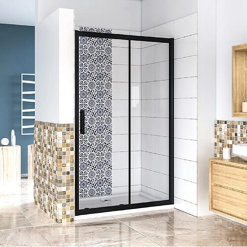 AICA Sanitaire 100x195cm - Porte de douche noir mat