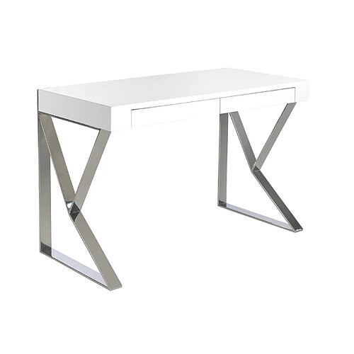Angel Cerda Bureau en bois blanc et acier chromé
