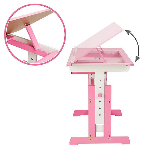 Helloshop26 Bureau enfant réglable rose