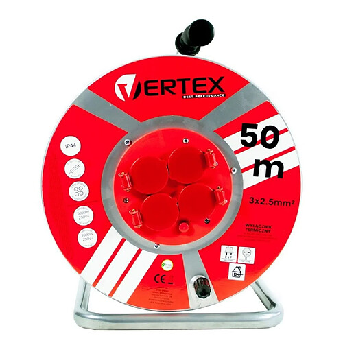 Vertex Enrouleur électrique 4 prises - 50 m