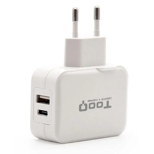 Tooq Chargeur Mural USB 2.0, USB-C - Blanc