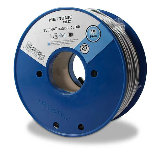 Metronic Câble coaxial noir - 25 m