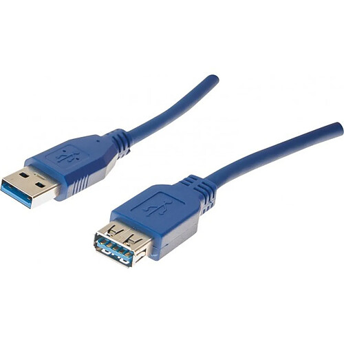 Abi Diffusion Rallonge USB 3.0 type A - 1 m - Bleu