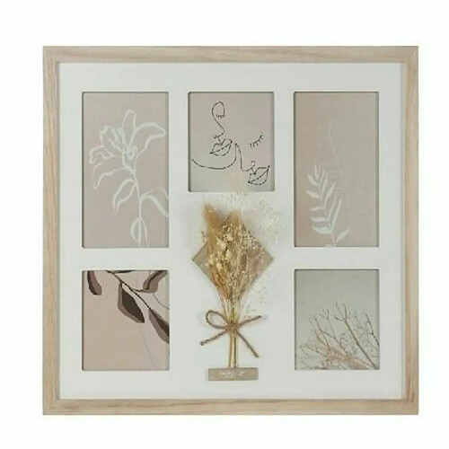 DKD Home Decor Cadre photo naturel Shabby Chic 39x33 cm