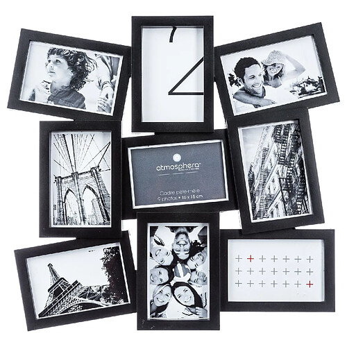 Atmosphera Pêle-mêle 9 Photos Evy - 48 x 46 cm - Noir