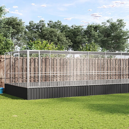 vidaXL Volière avec extension acier - Argenté