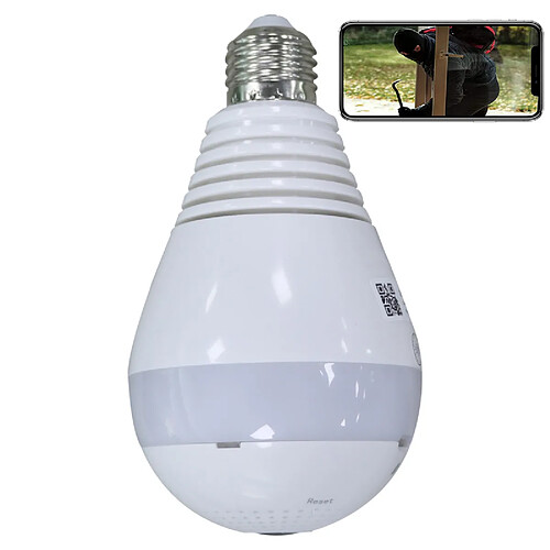 Yonis AMPOULE CAMÉRA ESPION HD 1.3MP 360° VOIX BIDIRECTIONNELLE WIFI VISION INFRAROUGE+64 Go