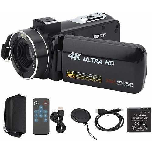 Vendos85 Caméscope 4K Zoom 18X - Noir