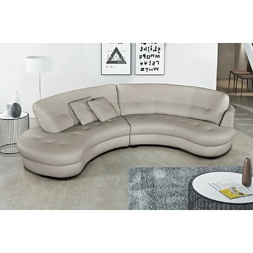 Venesetti canapé droit cuir 5 places - Gris