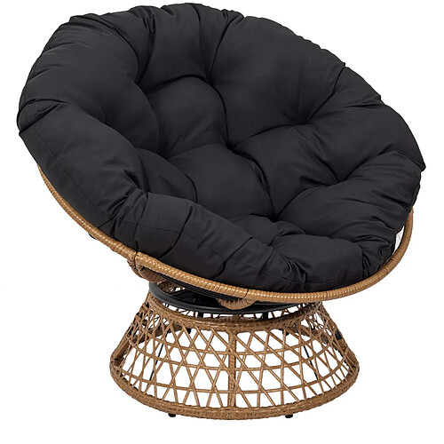 The home deco factory fauteuil pivotant Cancun - noir naturel