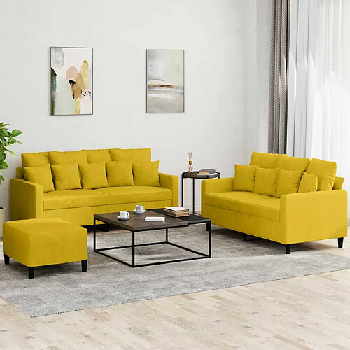 vidaXL Ensemble de canapés - 3 pcs - Jaune