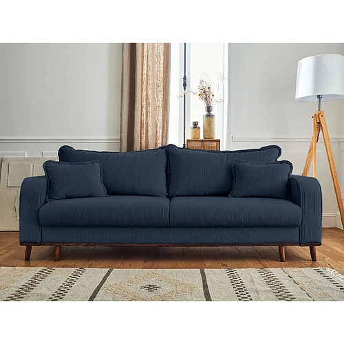 Lisa design Canapé convertible 3 places Albane - Bleu