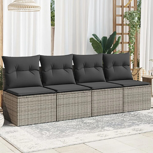 vidaXL Canapé de jardin 4 places - Gris