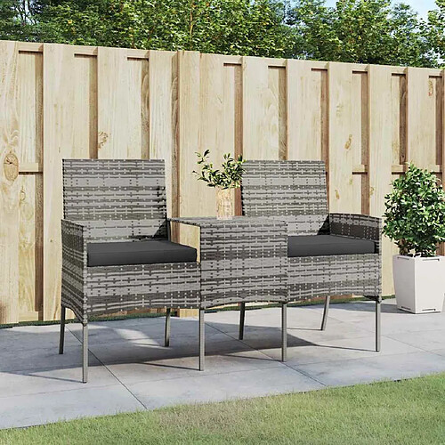 Vidaxl Canapé jardin 2 places et table basse résine tressée anthracite