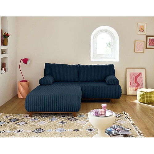 Bestmobilier Cristal - canapé 3 places - convertible avec coffre et grand pouf - en fausse fourrure