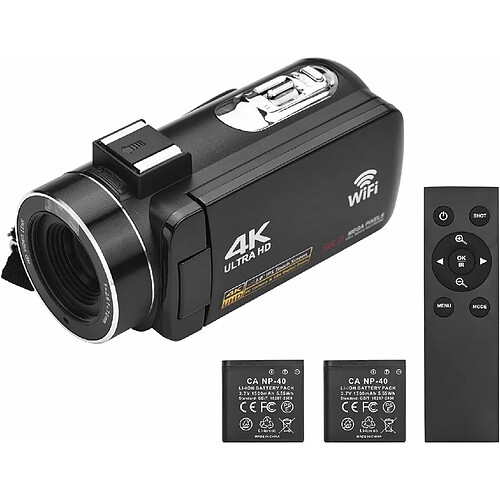 Vendos85 Caméscope Vidéo 4K 56MP - Noir