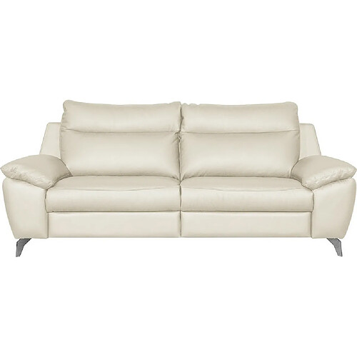 Venesetti Canapé droit 2 places cuir - Blanc cassé