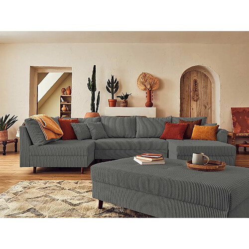 Lisa Design canapé panoramique Rune - Gris foncé