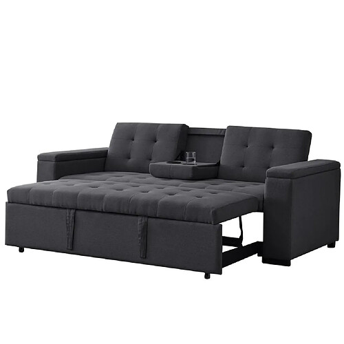 Concept Usine Canapé convertible 3 places en tissu gris foncé NOHO