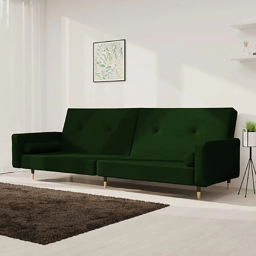 vidaXL Canapé-lit à 2 places - Vert foncé