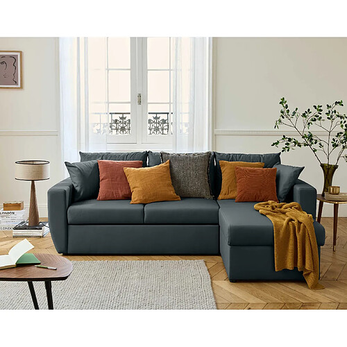 Bestmobilier Astoria - canapé d'angle réversible 4 places - convertible avec coffre - en simili