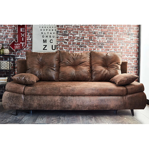 Bestmobilier canapé droit 3 places - Marron