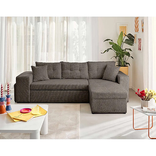 Bestmobilier California - canapé d'angle réversible 4 places - convertible avec coffre, étagère et
