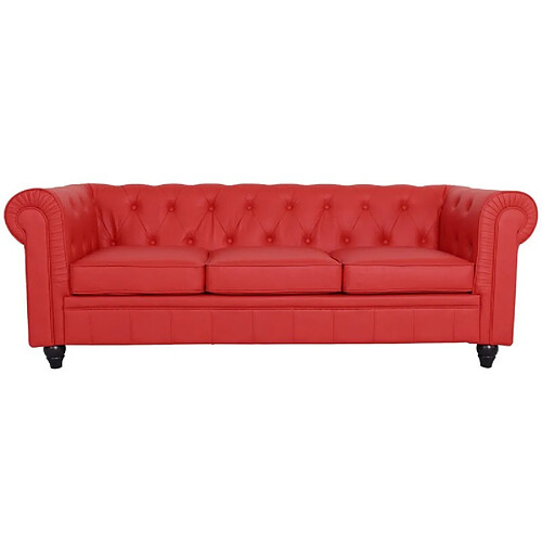 Meubler design canapé droit 3 places chesterfield - Rouge