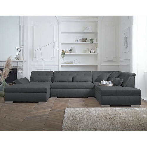 Lisa design Canapé panoramique Vermont - Gris foncé