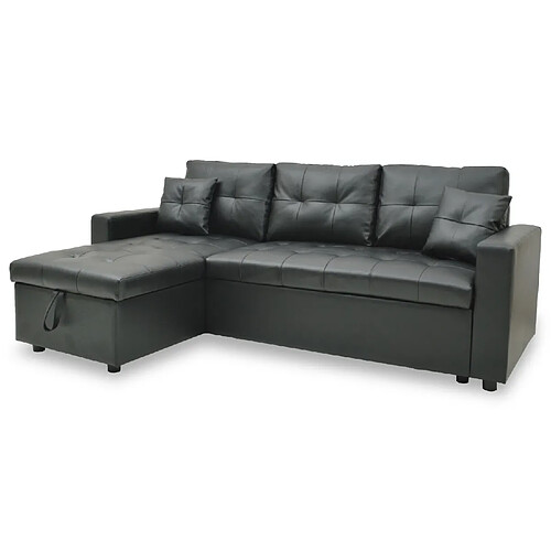 Canapé d'angle convertible Cuero - Noir