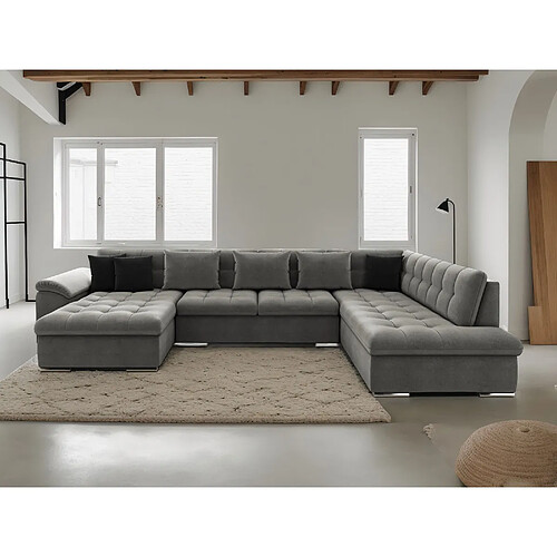 Bestmobilier Chuck canapé panoramique convertible - Gris