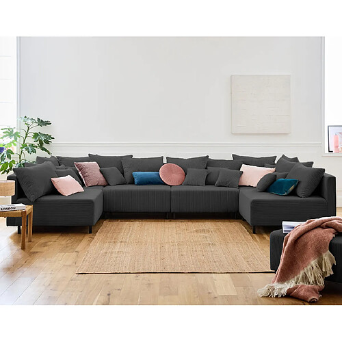 Lisa design canapé panoramique modulable Edinburg - Gris foncé