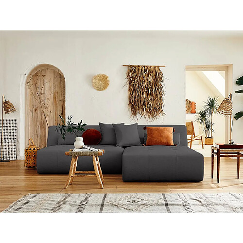 Lisa design canapé d'angle modulable - Gris foncé