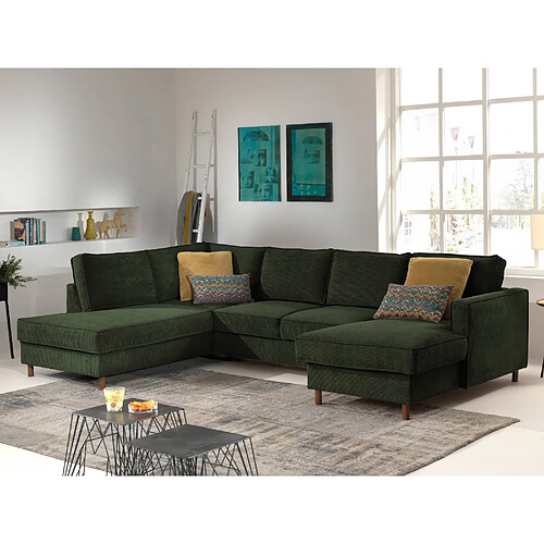 Lisa Design Jake - canapé panoramique d'angle gauche - convertible avec coffre - 7 places - en velours