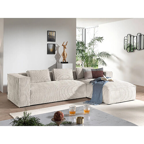 Lisa Design Stella - canapé d'angle droit en velours côtelé - 4 places -style contemporain